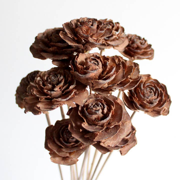 Natural Cedar Rose on Stem for wholesale on Faire