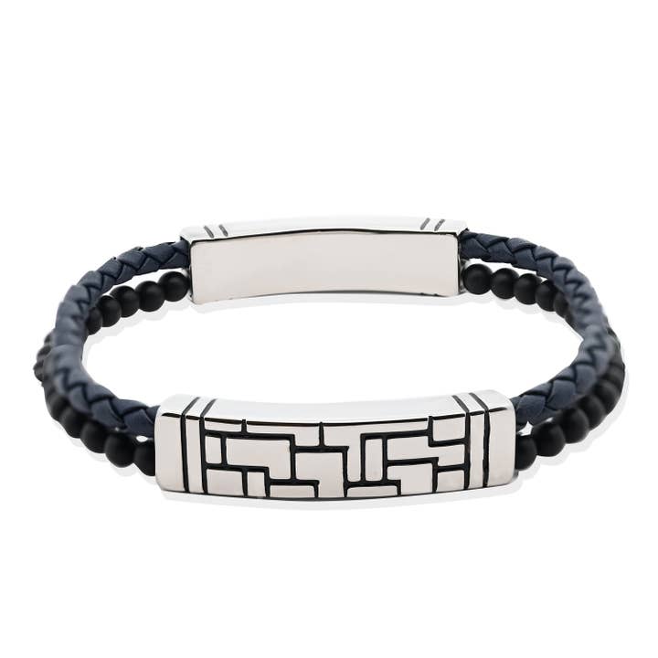 LEATHER AND STONE BRACELET - KM241808A21 for wholesale by AMORINO SRL