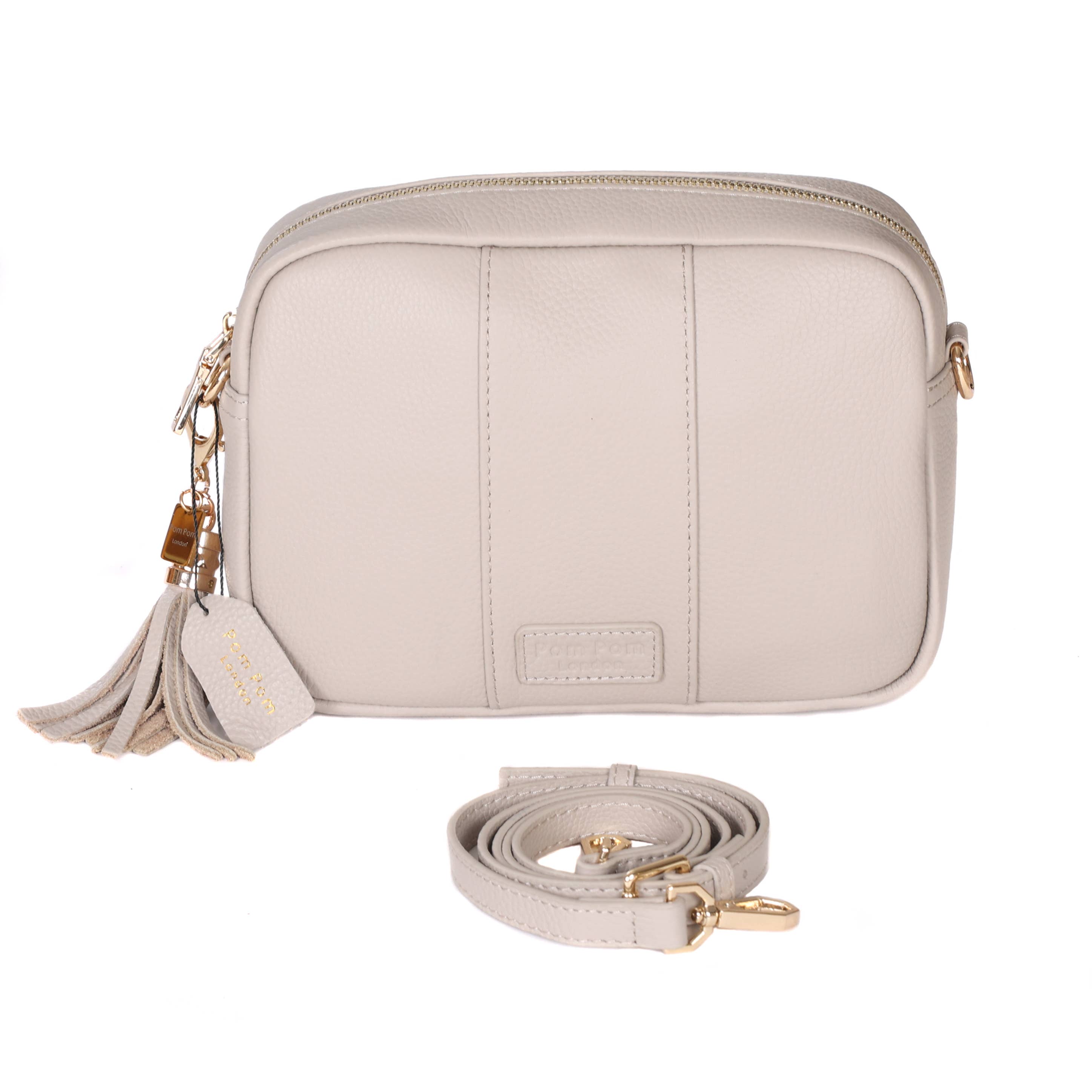 Pom Pom London - Wholesale Crossbody Bag - Women's - Pom Pom London City Bag Stone & Strap Stone Mix2