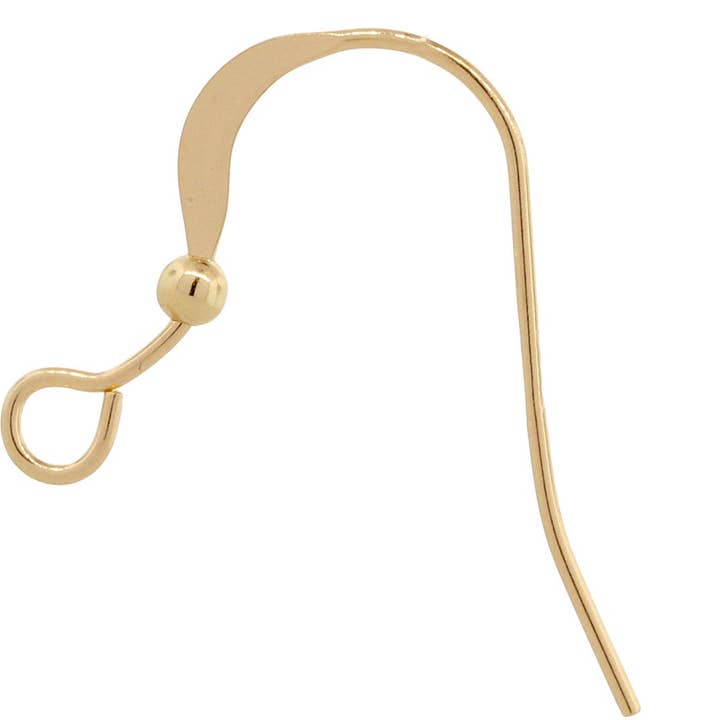 French Hook Flat Ear Wires W/ Bead 14Kt Gold Filled 17.3x15mm - 5 pairs for wholesale by Plazko