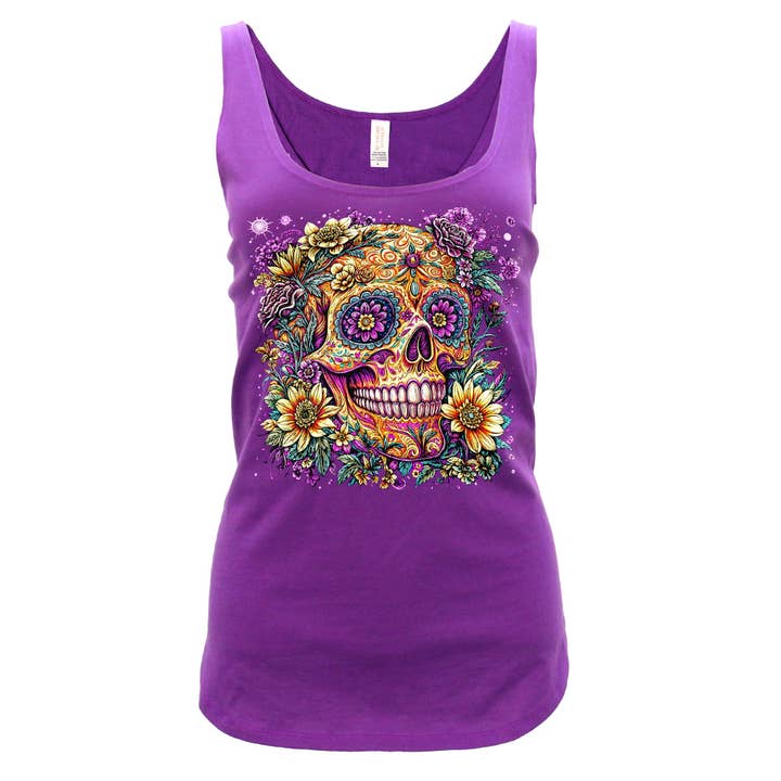 Hot Leathers Candy Flower Skull Ladies Tank Top GLC2594 for wholesale by Hot Leathers