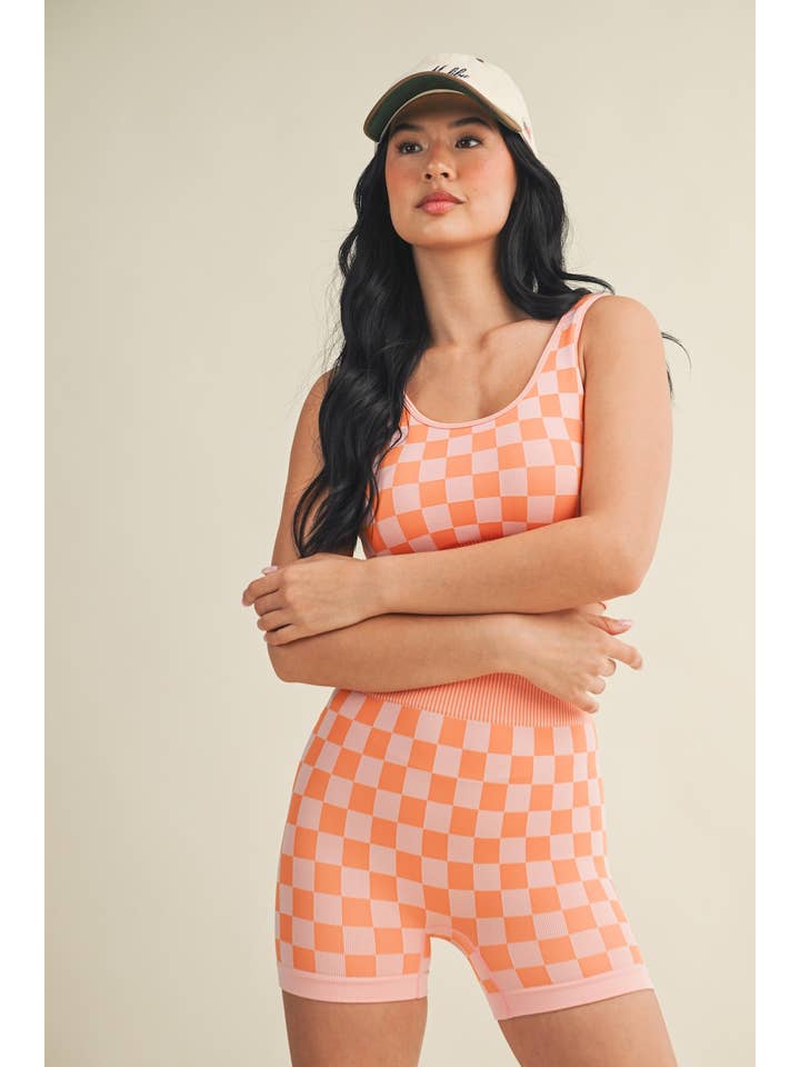 KIMBERLY C - Wholesale Activewear Set - Women's - Checkmate Cropped Two Piece Set56