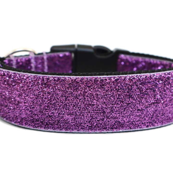 Collier pour chien pailleté 1" ou 1,5" collier pour chien violet pour la vente par Wagologie