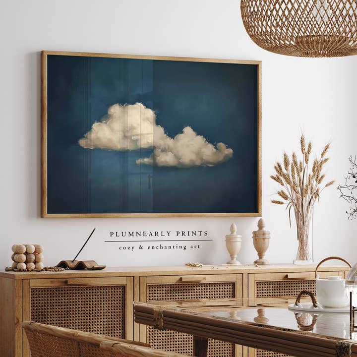 Plumnearly Prints - Wholesale Art Print - Indigo Blue Cloud Oil Painting Fine Art Print Poster 121