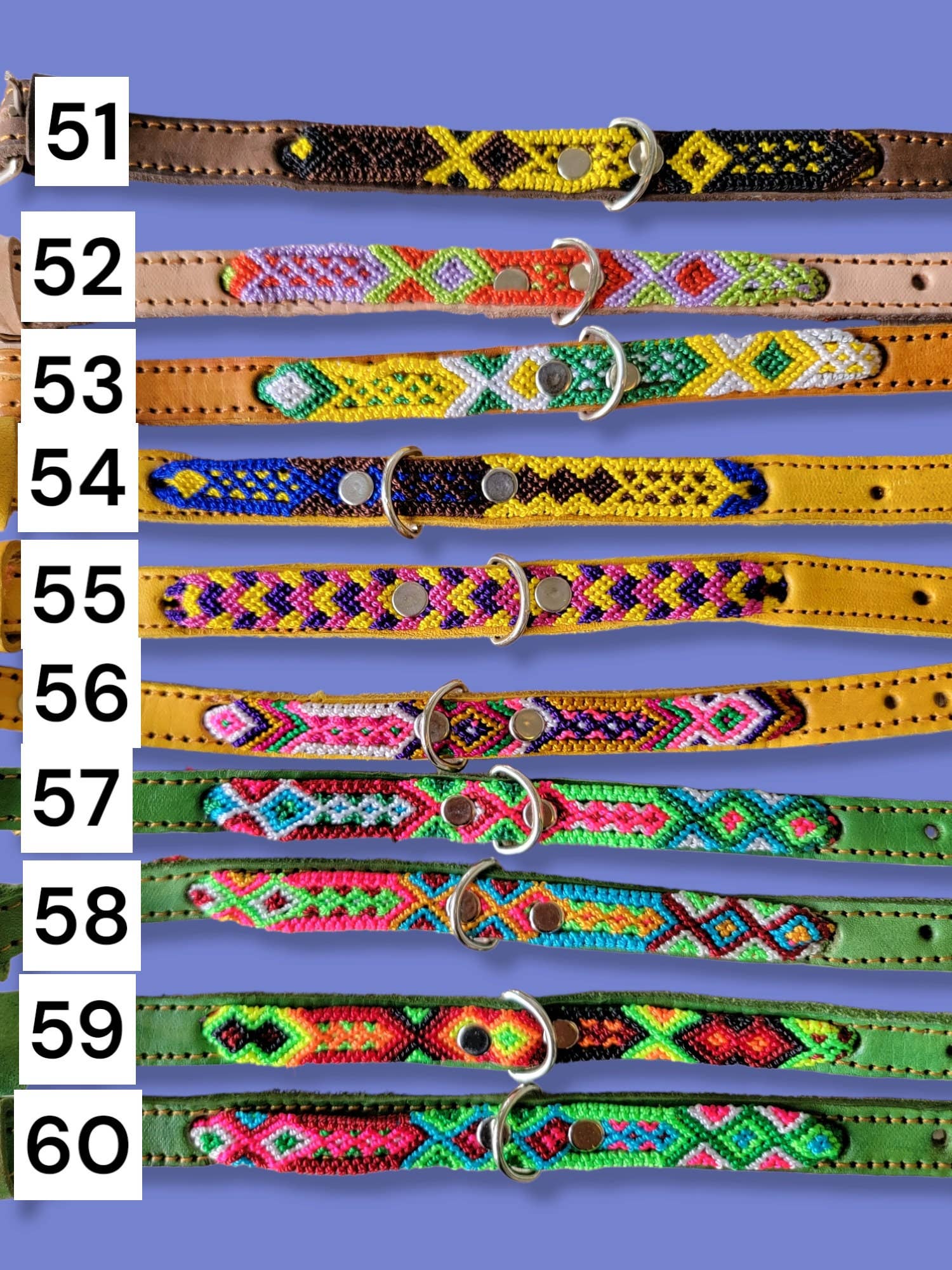 Mom And Pup Co. - Wholesale Halsband - Hond - XS Mexikaanse huisdierhalsband - kleurrijke leren halsband met tribale borduursels7