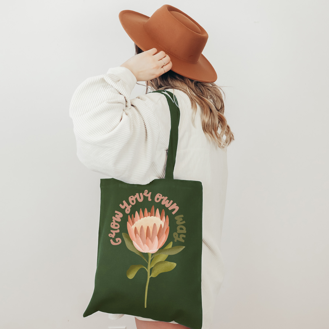 Tilda&Theo - Wholesale Tote Bag - Women's - Protea “Grow your own way” flower tote bag - jute bag0