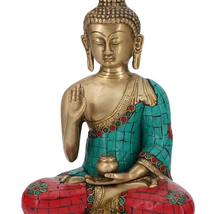 Buddha Groove – wholesale Dekorativ statyett – Buddha staty med färgglada detaljer, mässing