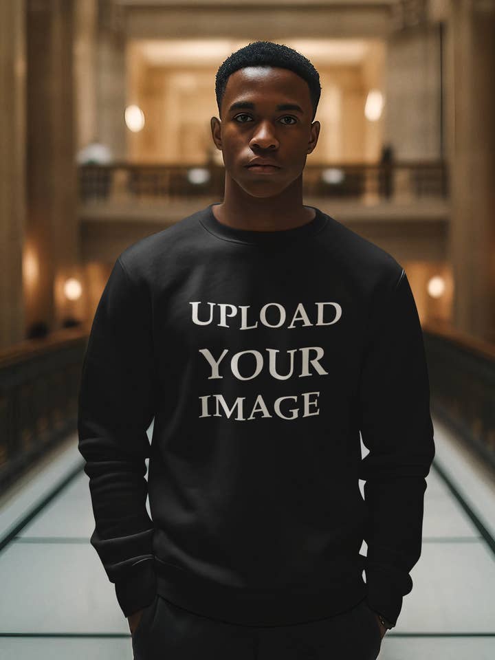 Gildan 18000 Svart Crewneck Sweatshirt Anpassad trycktjänst för wholesale av Tshirtplus