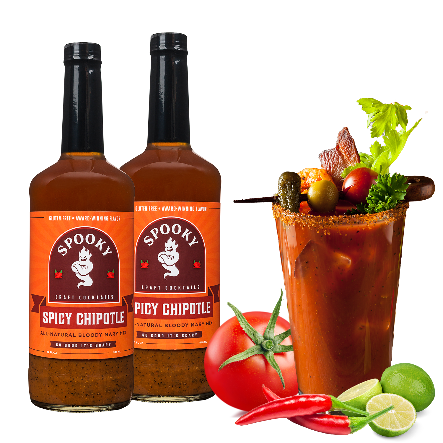 SPOOKY Craft Cocktail Mixes - Wholesale Cocktail Mix/Syrup - SPOOKY Spicy Chipotle Bloody Mary (32oz 6-pack)4