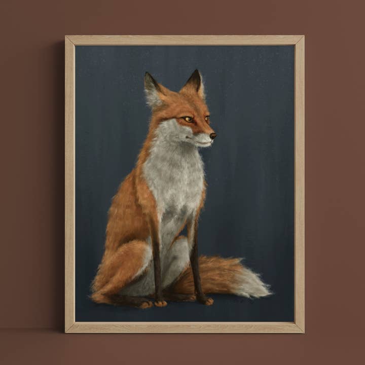 The Ugly Cat Studio - Wholesale Art Print - Red Fox Fine Art Print - Blue Edition22