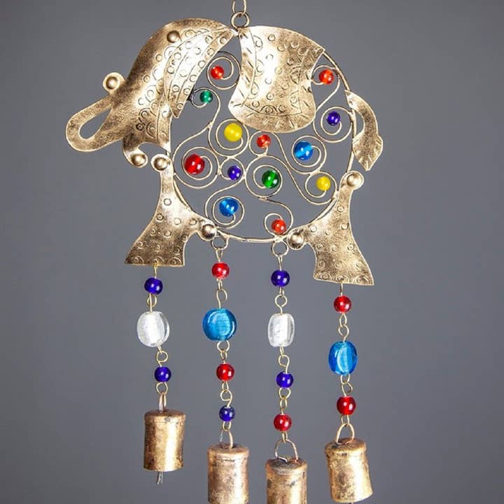 Woondecoratie - Olifant kralen gekleurd glas bel messing klokken voor wholesale door OMSutra