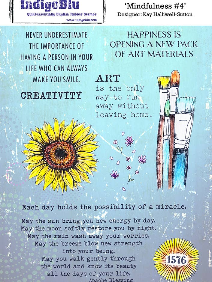 Tampon en caoutchouc rouge Mindfulness 4 A5 par Kay Halliwell-Sutton pour la vente par IndigoBlu