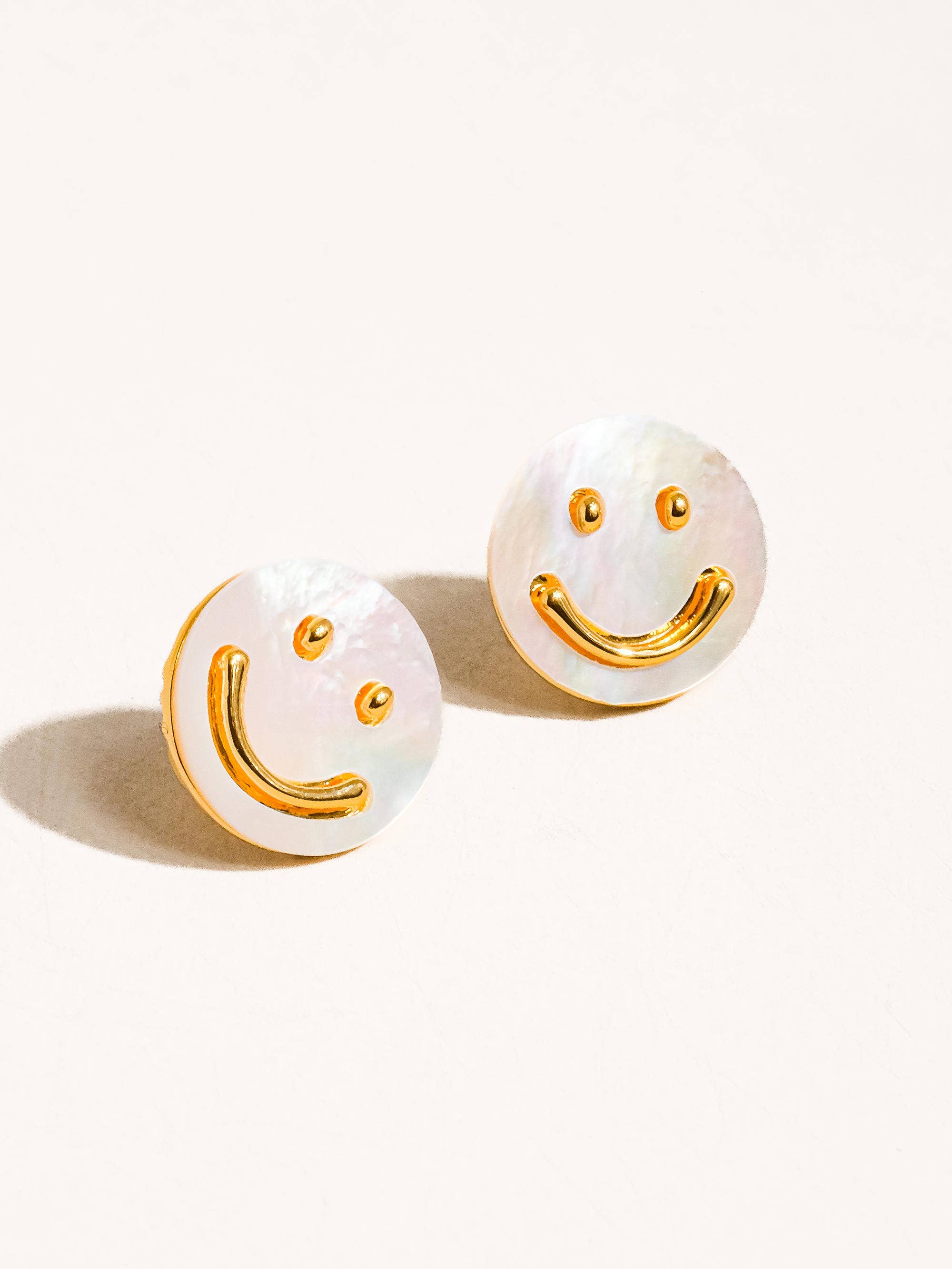 Cecil 18K Gold Smiley Face Studs  for wholesale on Faire0