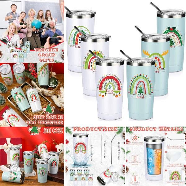 St. Louis Wholesale LLC - Wholesale Insulated Mug/Tumbler - 6Pack 20OZ Stainless Tumbler Set - The Teacher Series