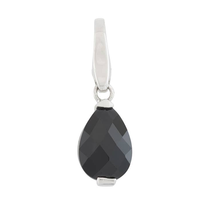 Ciondolo in argento Sterling con zirconia cubica nera a forma di pera per la vendita all'ingrosso da parte di Luxe on Main LLC