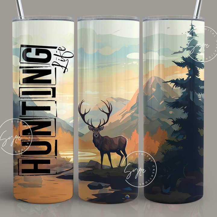 Hunting Season Life Tumbler, 20oz Skinny Tumbler, Deer Cup for wholesale by Dm Crafting