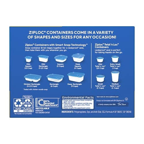 Kasa Style - Wholesale Food Storage Container - Ziploc® Brand, Food Storage Containers, Smart Snap Technology, Mini Rectangle, 4 ct4