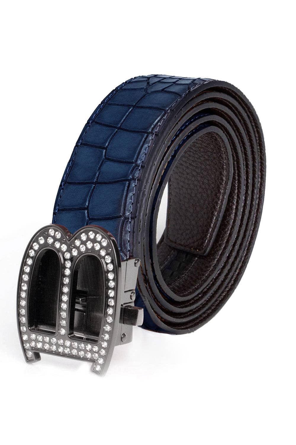BARABAS – wholesale Belt – Men's – Men's Rhinestone B Letter Buckle Leather Belt BK81017
