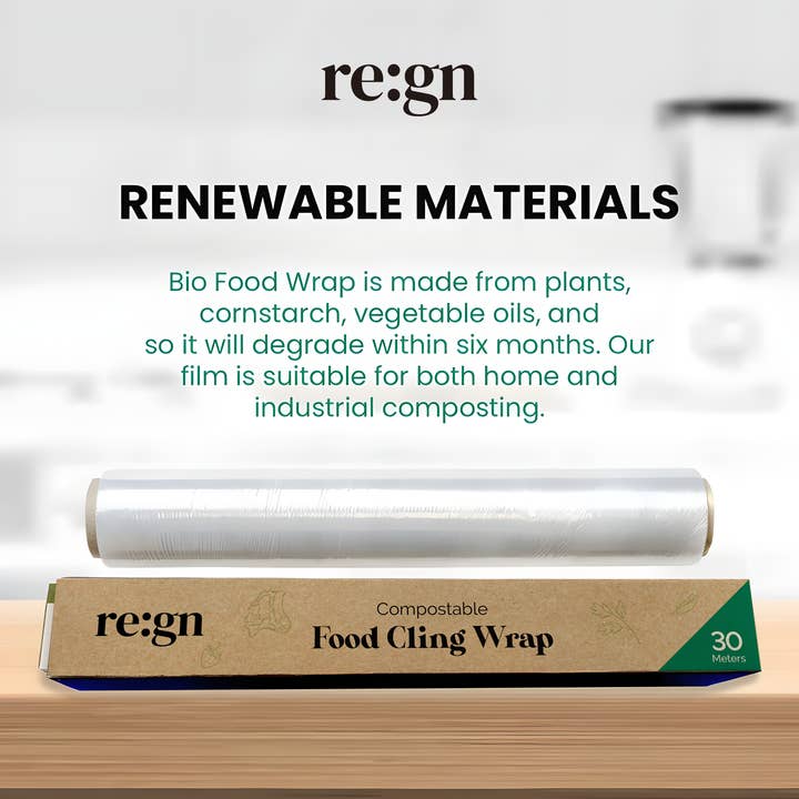 Re:gn - Wholesale Food Storage Wrap/Bag - Re:gn Compostable Food Cling Wrap (Cling Film) – 30m2