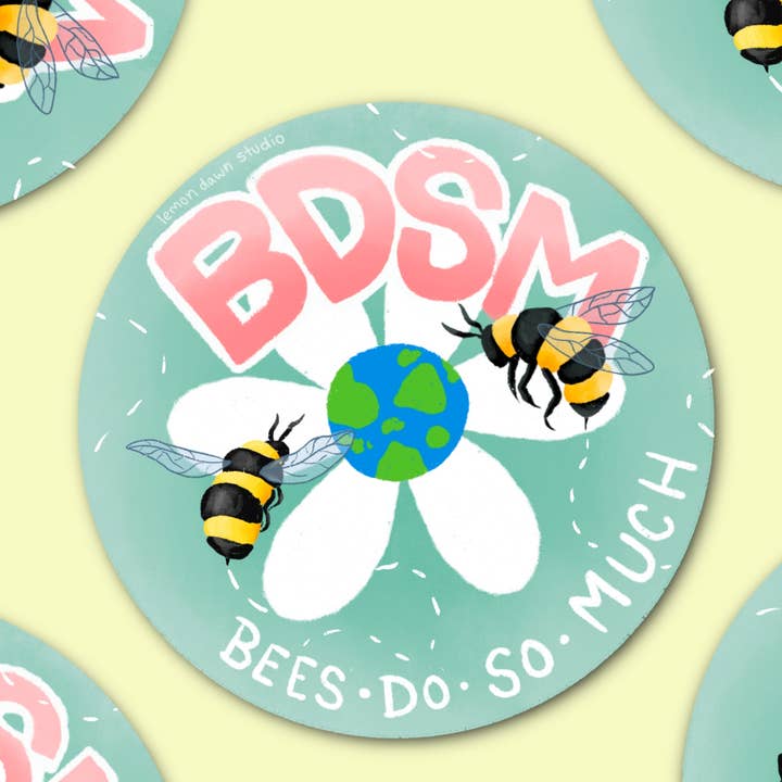 Adesivo in vinile BDSM - Bees Do So Much per la vendita all'ingrosso da parte di Lemon Dawn Studio