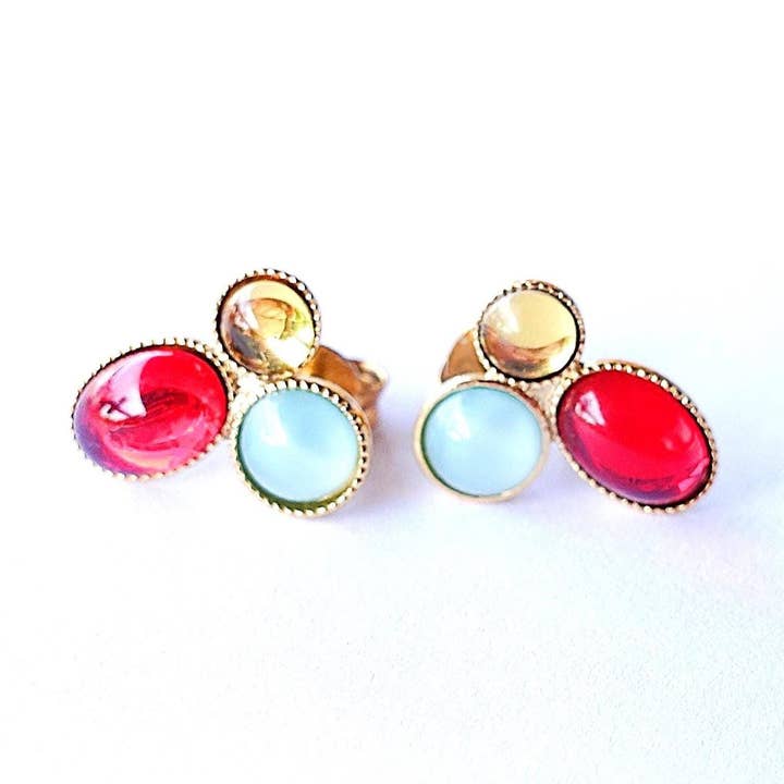 Pendientes de Ópalo Dorado Colorido con Piedras Hechas a Mano para venta al por mayor de SoHo Schmuckmanufaktur