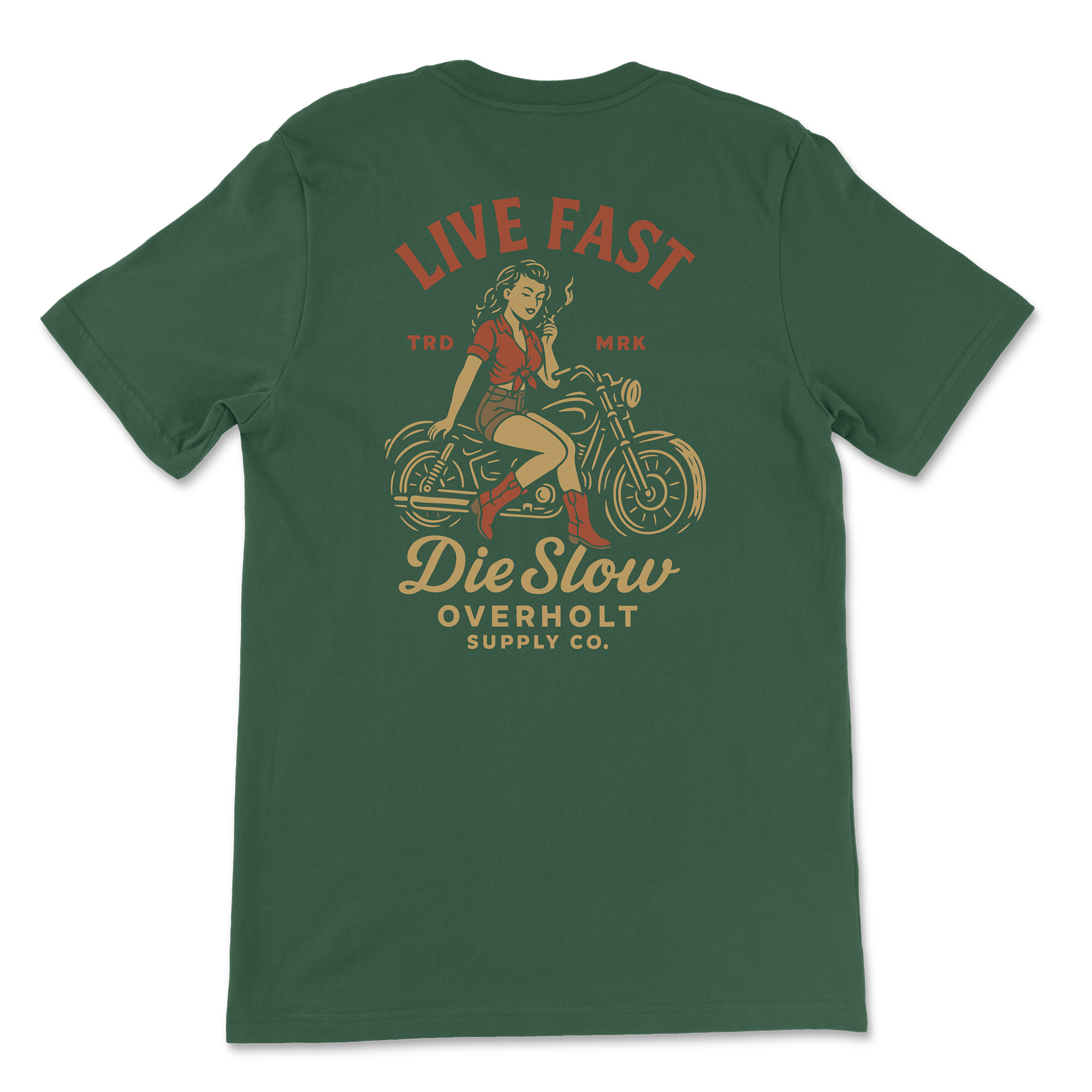 Overholt Supply Co. - Wholesale Screen Printed T-Shirt - Unisex - OSC-110 — "Live Fast, Die Slow" T-Shirt3