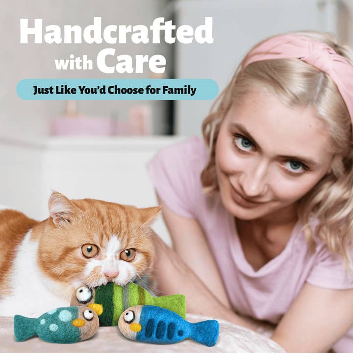 Woolbuddy – wholesale Pet toy – Cat – Woolbuddy Felted Fish Cat Toy5