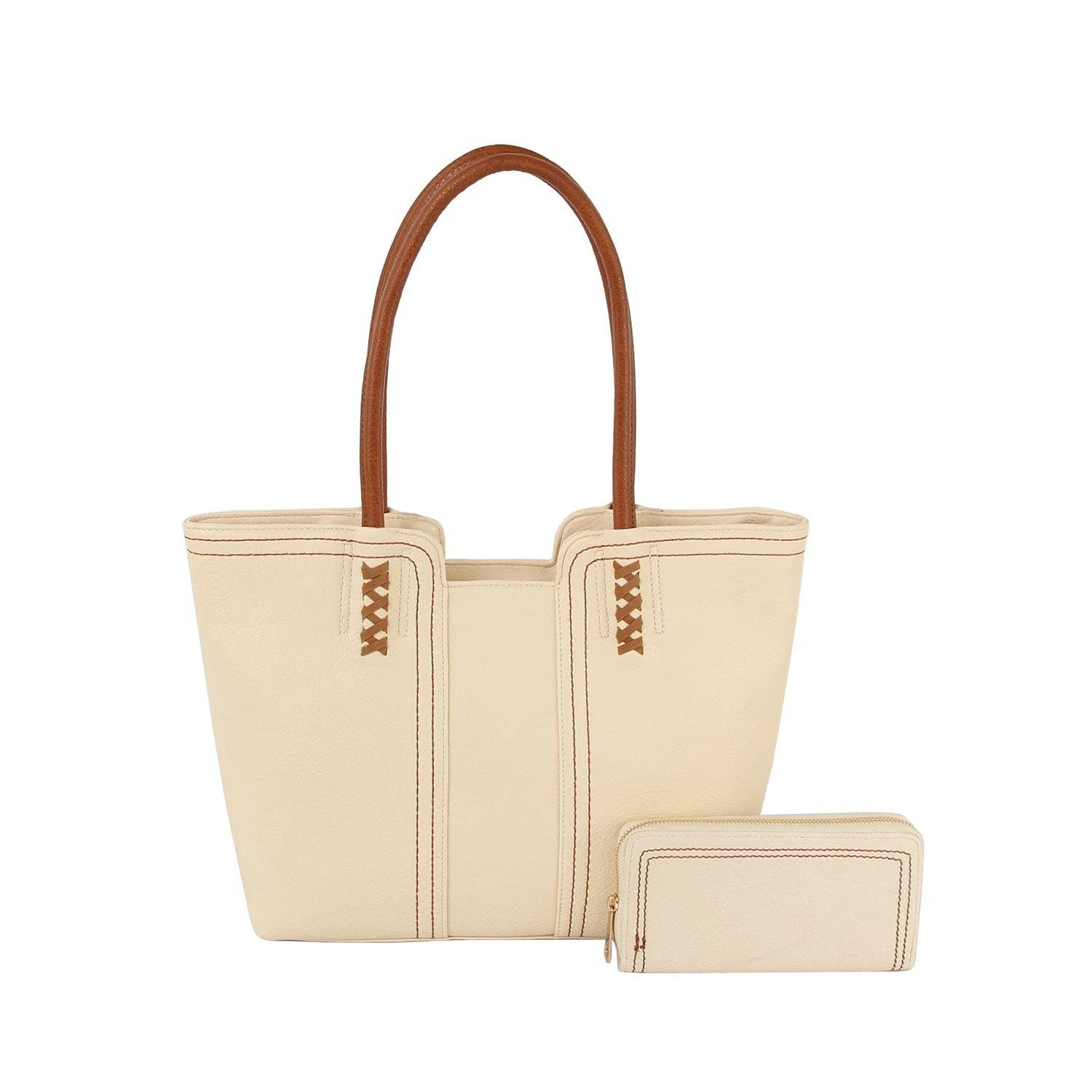 Handbag Factory Corp - Wholesale Draagtas - Dames - Set van 2 in 1 steekdetail, bijpassende tas en tasje5