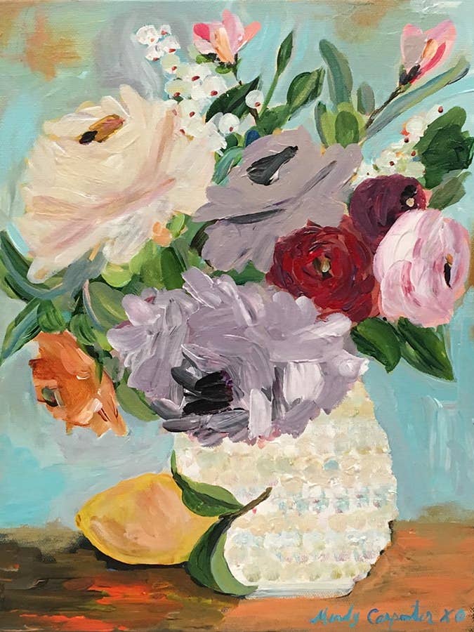 Carte de vœux florale en macaron pour la vente par Carpe Diem Papers