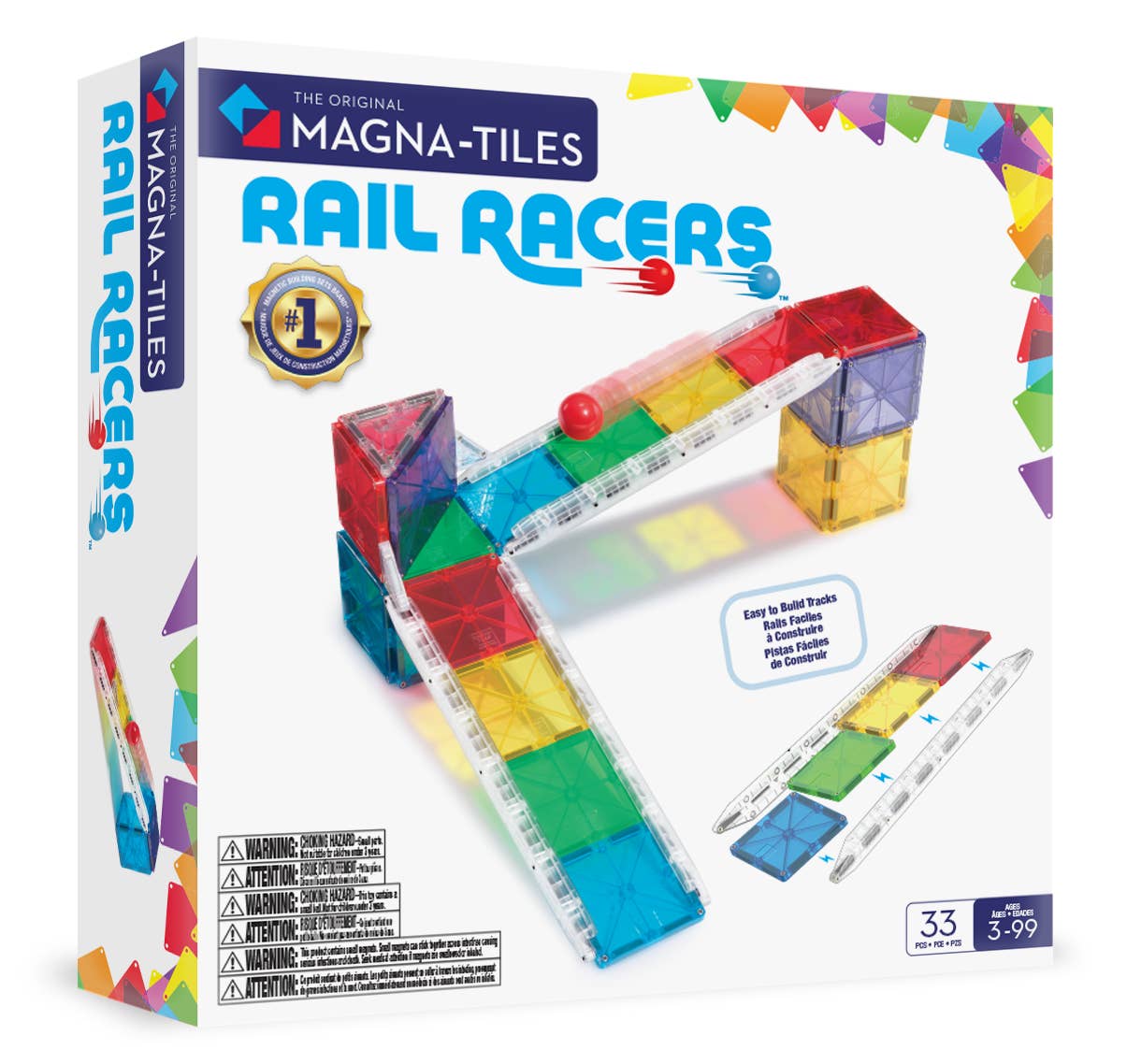 Magna-Tiles - Wholesale Building Set - Kids - Magna-Tiles Rail Racers 33-Piece Set
