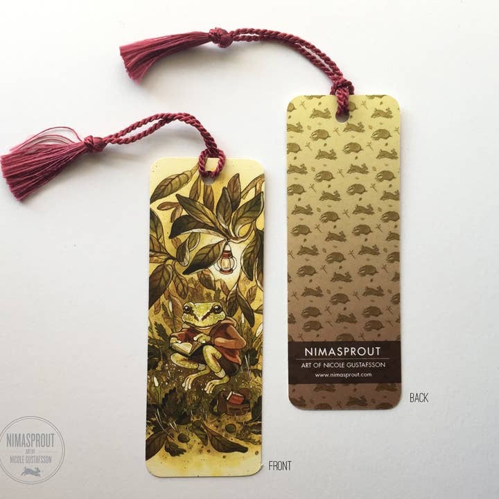 Pacific Tree Frog Reading - Bookmark with Tassel for wholesale by Nimasprout