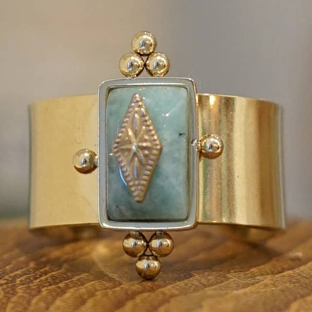 Vintage-Ring aus Amazonit für den Großhandel von Maral Kunst