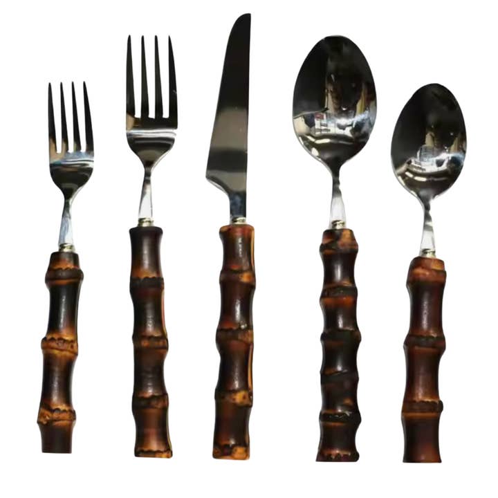 Hostess - Wholesale Flatware Set - Dark Bamboo Flatware Set