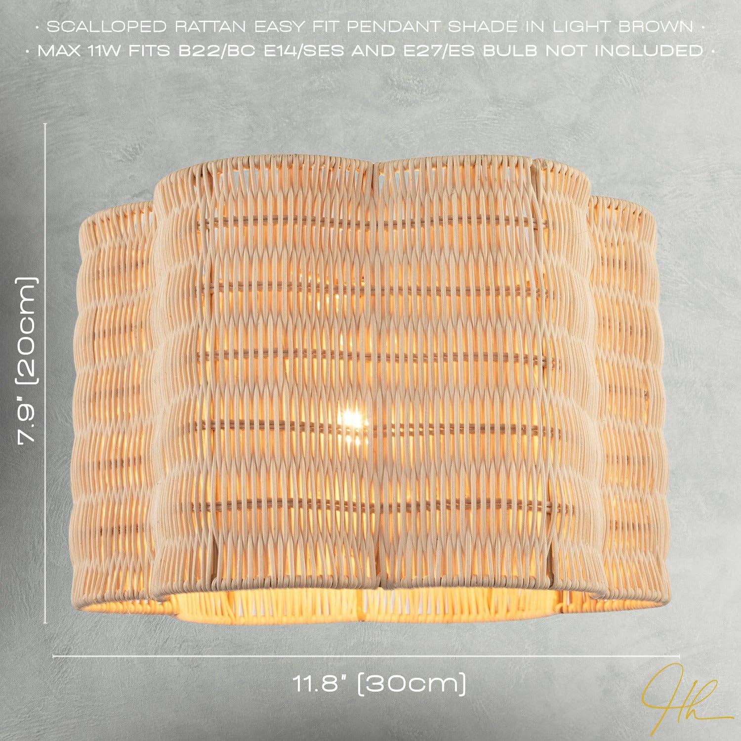 Happy Homewares – wholesale Lampshade – Classic Scallop Edged Natural Rattan Wicker Pendant Lighting Shade6