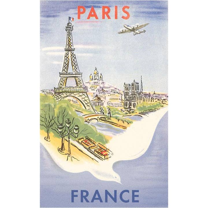 Postcard TR-41 Airplane Flying over Paris, France for wholesale by Found Image Press