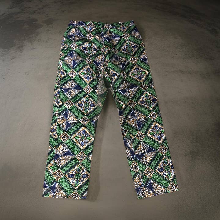 Calça de perna reta em diamante verde escuro e castanho por atacado de KEAFRICA