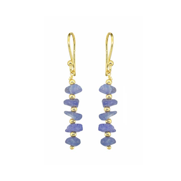 Guldpläterade Silver Ocean Thread Tanzanit Dinglande Örhängen för wholesale av Tiramisu