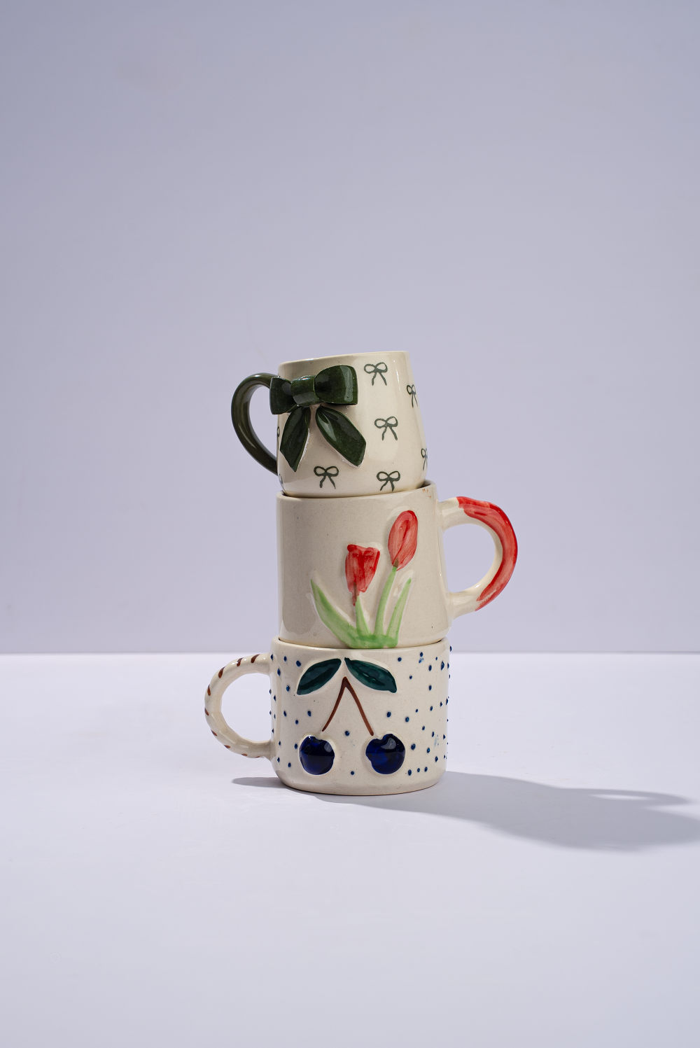 Casa Amarosa - Wholesale Coffee Mug - Dramatic Big Bow Mug - Green, 3 x 3.5 Inches3