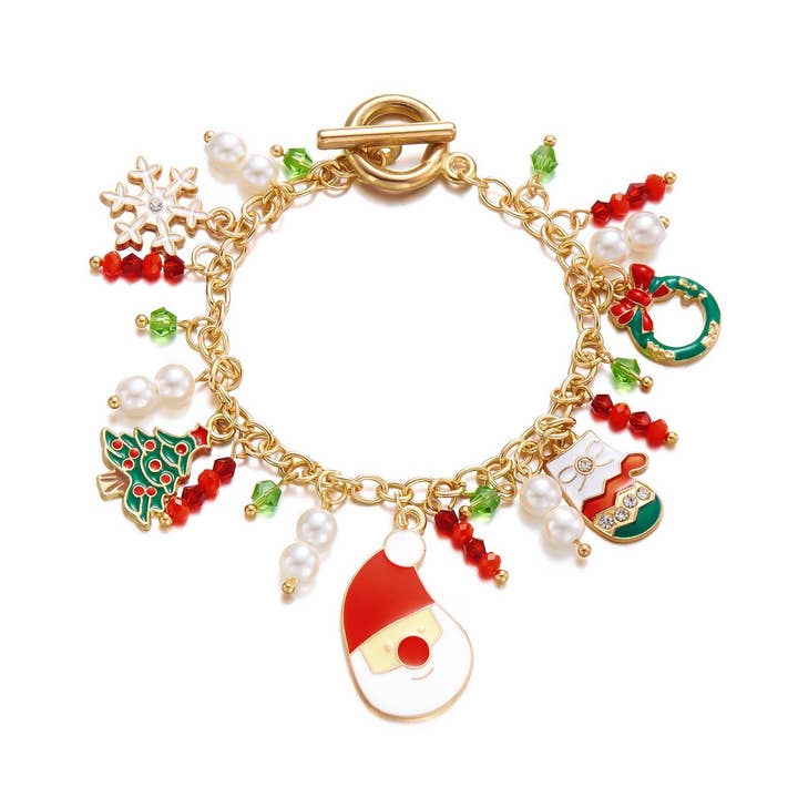 NINEXIS - Wholesale Jewelry Set - CWAJE2512_SANTA CLAUS RICE BEAD PENDANT BRACELET