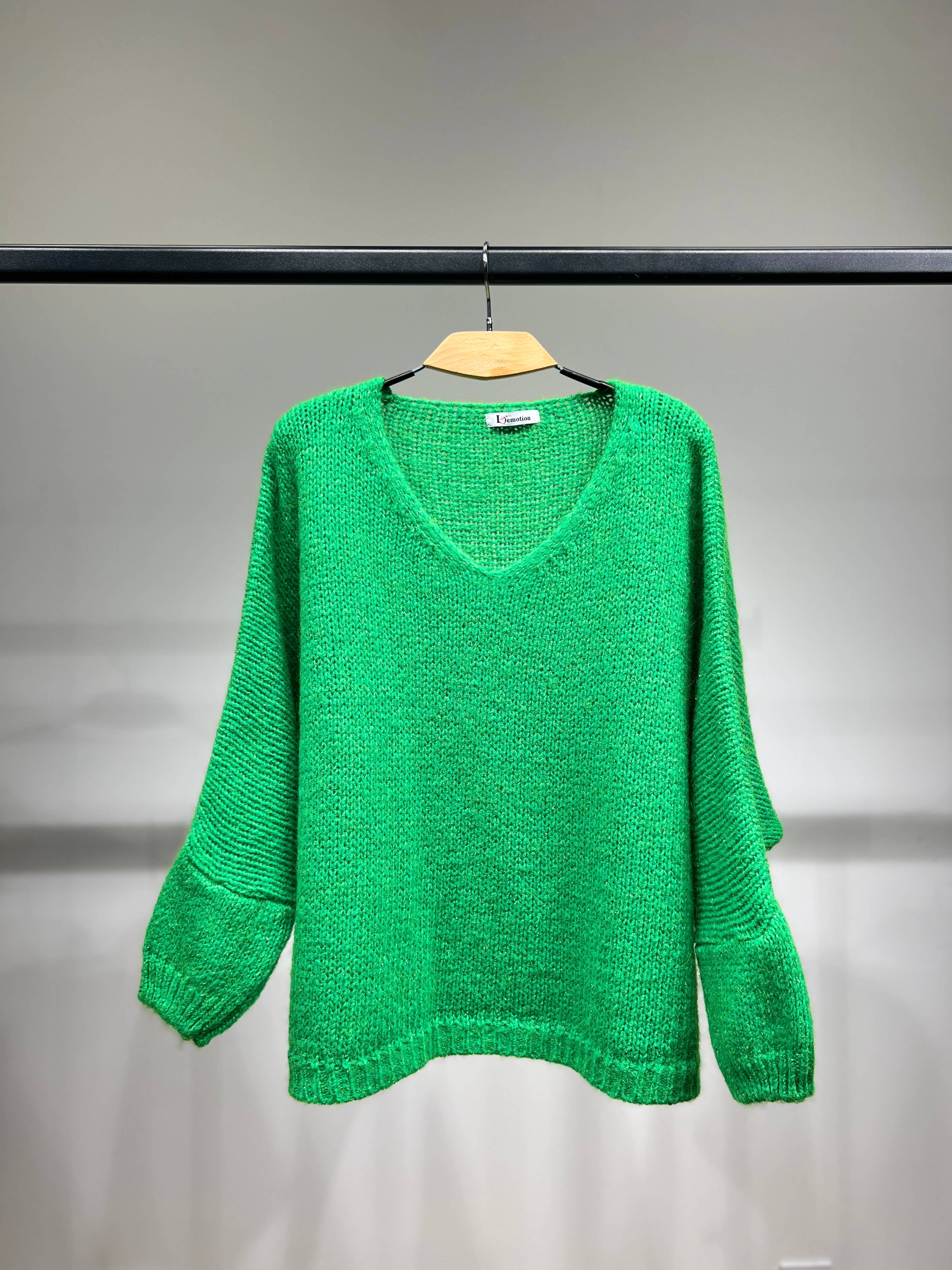 L'Emotion – Pulôver - Mulher por atacado – Suéter de malha larga com manga longa em lurex 60% mohair/lã virgem10