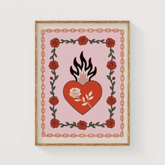 Amour en feu Impression artistique romantique rouge et rose pour la vente par Steph Marie Art