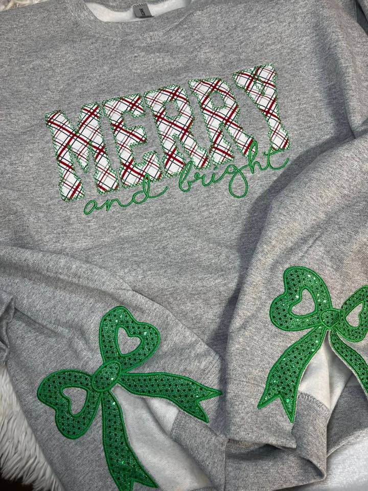 April's Sew Vinyl - Wholesale Sweatshirt - Unisex - Merry and bright Christmas Sweatshirt, Side Bow 8