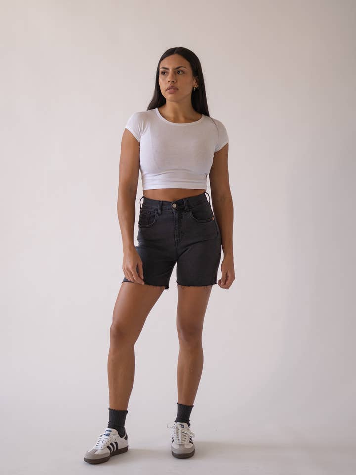 SHORTS HIGH RISE - GRAY for wholesale by Matcha Jeans