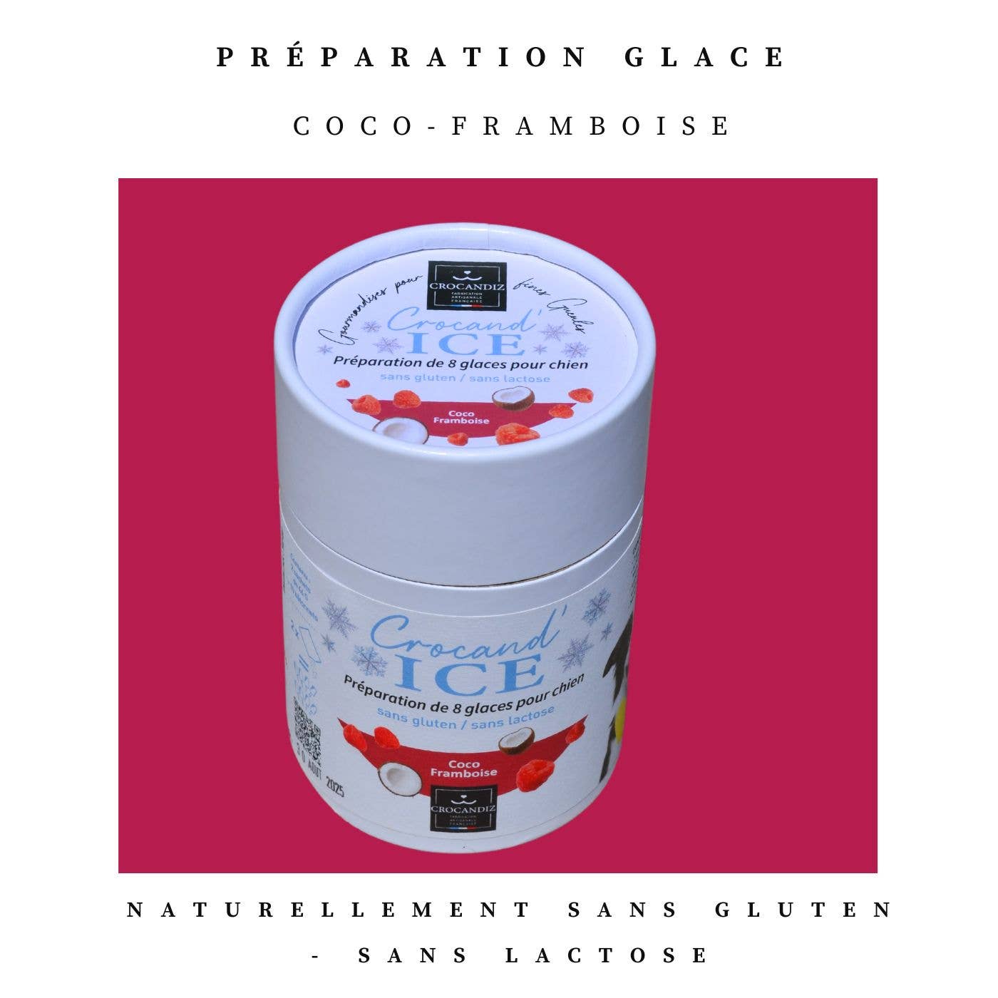 Crocandiz – snacks e guloseimas - Cão por atacado – Petisco sorvete de coco e framboesa para cães1