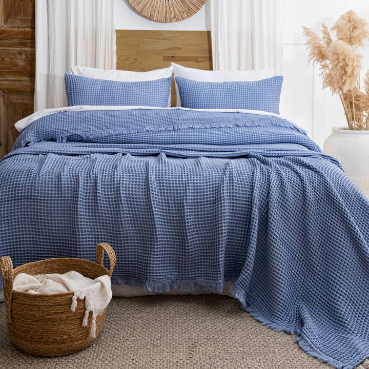 GOTS Certified Organic Cotton Waffle Blanket, Turkish Cotton Bedspread for wholesale by Naturloom