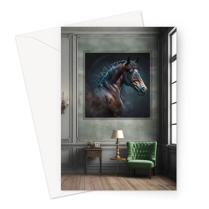 Room With A Horse Greeting Card for wholesale by Wild And Arty