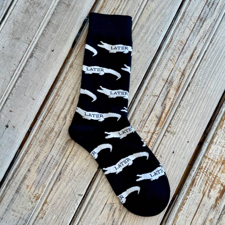 Later Gator Sock-black for wholesale by Nola Mercantile