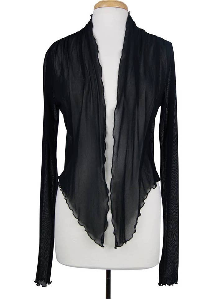 Elana Kattan - MAXIMA Sheer long Sleeve jacket Bolero - Black for wholesale by Turtle Cay Island Wear