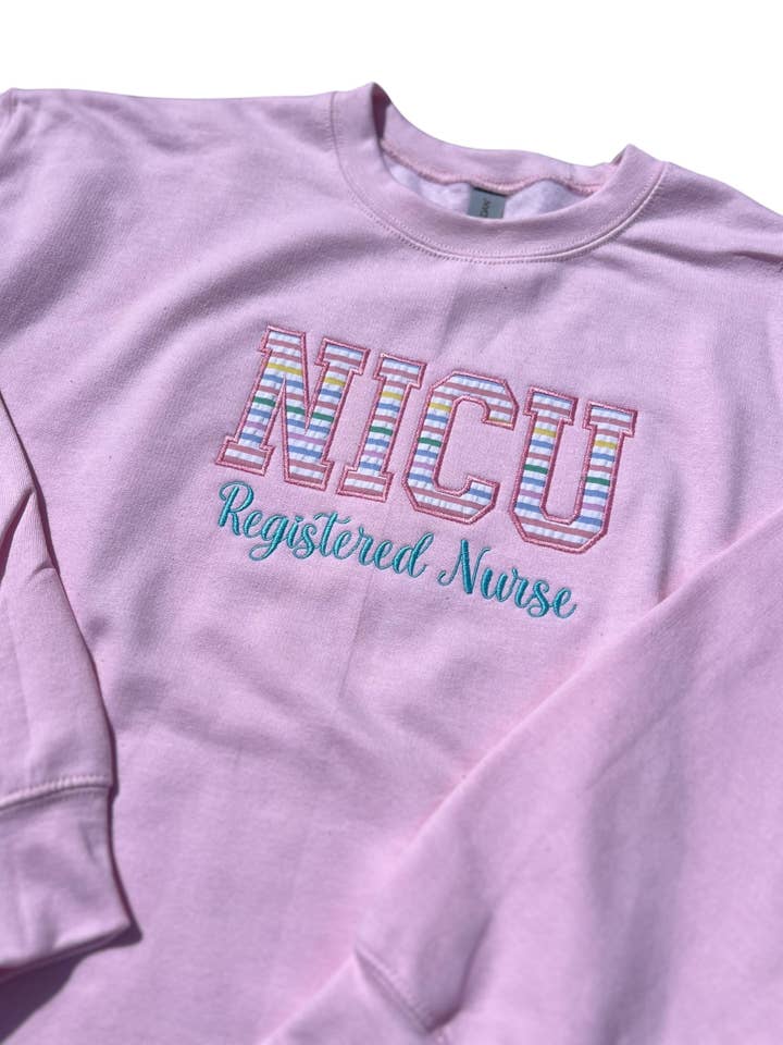 Embroidered L&D Nurse Sweatshirt for wholesale by Amanda Rose Thread Co