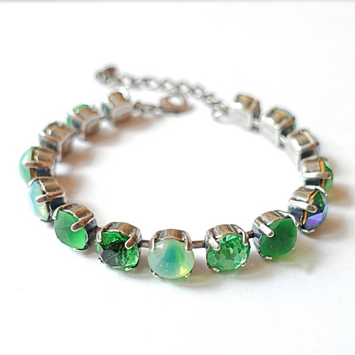 SoHo Schmuckmanufaktur - Wholesale Beaded bracelet - Green Bracelet Vintage Bohemia Glass Stones2